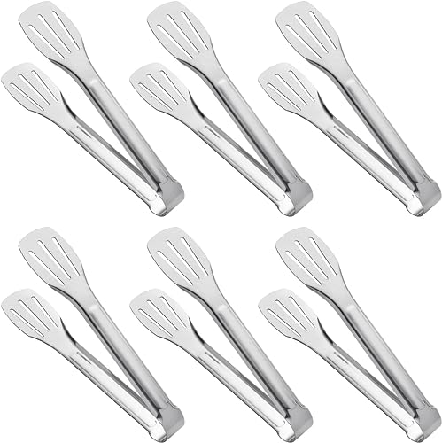 JXHAPY Serving Tongs Kitchen Tongs,Buffet Tongs, Stainless Steel Food Tong Serving Tong,small tongs 6 Pack (12 Inch) - Image 1