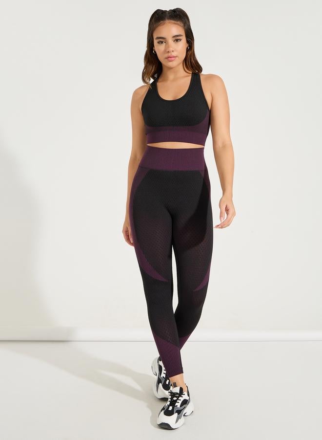 Styli Active Seamless Color Block Sports Bra and Leggings Set - Image 1