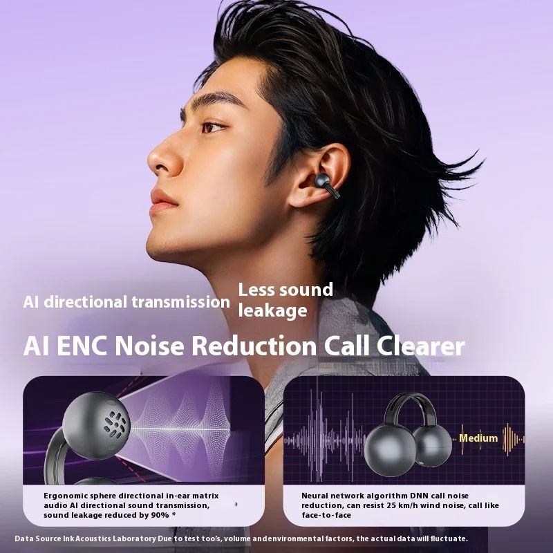 Mojawa StarClip Wireless Open-Ear Clip Headset with AI Noise-Cancelling Microphone and Directional Sound, Burgundy - Image 4