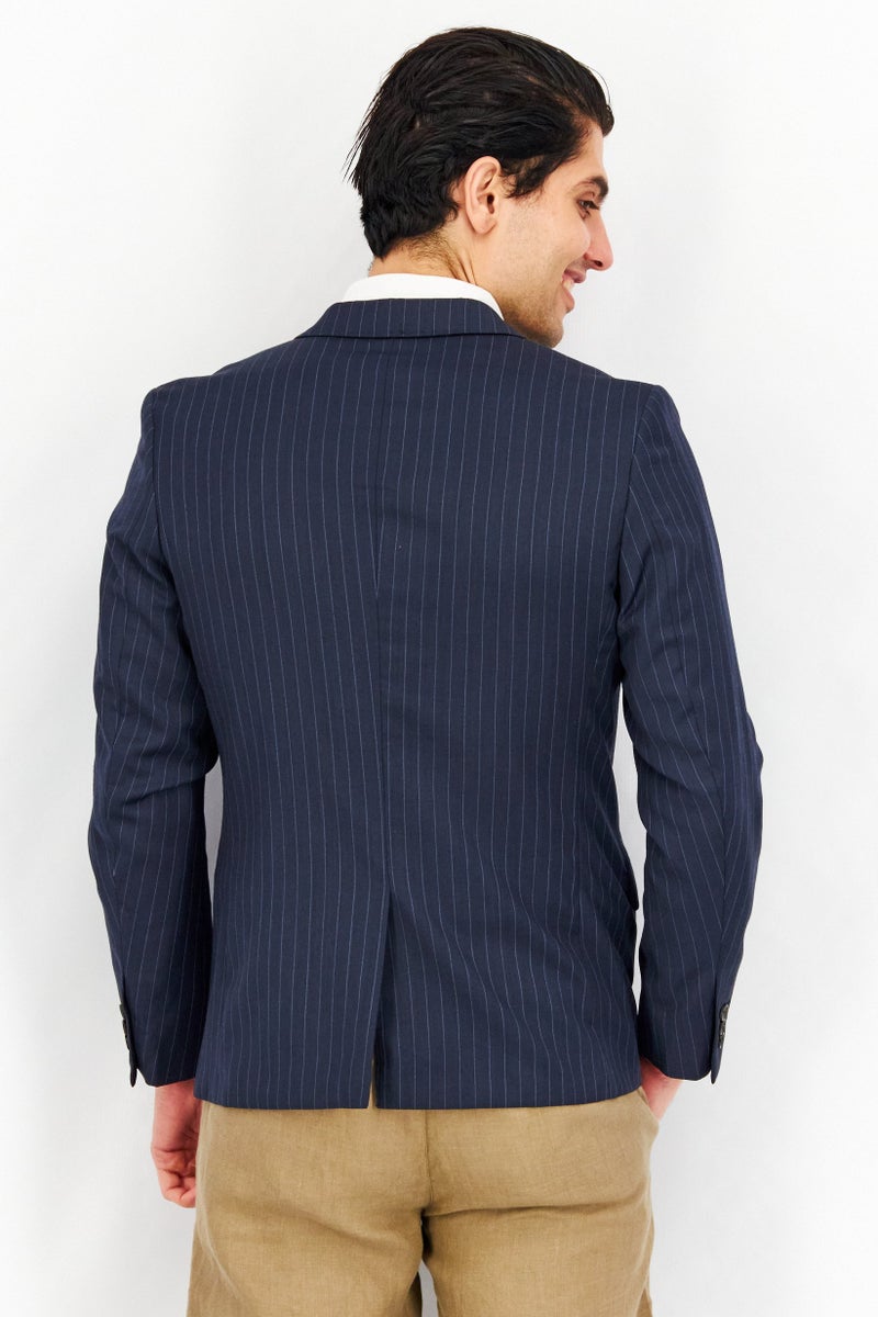 SELECTED بليزر رسمي للرجال بقصة ضيقة مخطط، أزرق Navy - Image 4