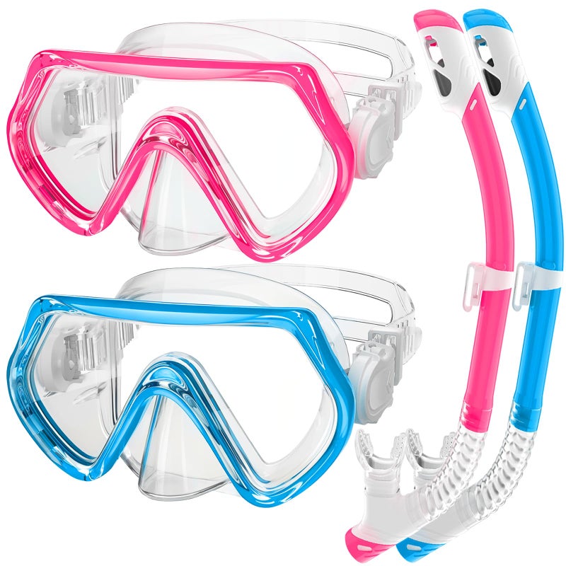 ZipAura Goggles for Kids 3-14, Snorkeling Gear for Kids, Anti-Fog 180Â° Clear View, Snorkeling Mask and Dry Top Snorkel Combo Set, Swimming Goggles with Nose Cover (Light Green) - Image 1