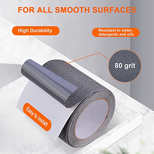 Qingluan Grip Tape, Heavy Duty Anti Slip Tape for Stairs Outdoor/Indoor Waterproof 4" x 33 ft, Safety Non-Slip Roll for Stair Step Traction Treads Stair Non Slip Strips Grey - Image 2