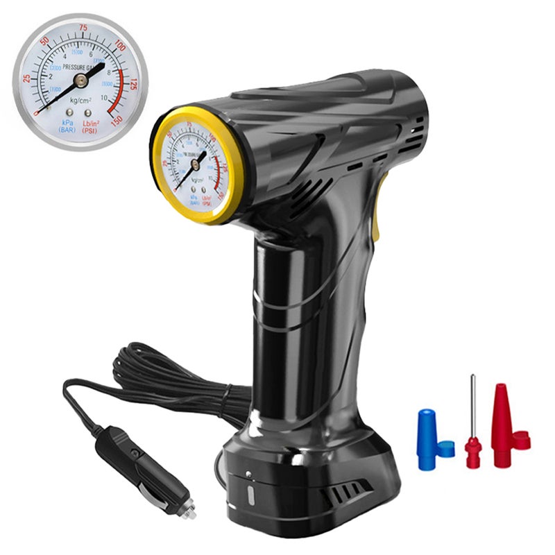 120W Car Air Pump Handheld Air Compressor Portable Tire Inflator Pressure Gauge with LED Light for Car Motorcycle Bicycle Tires Balls Swimming Rings - Image 3
