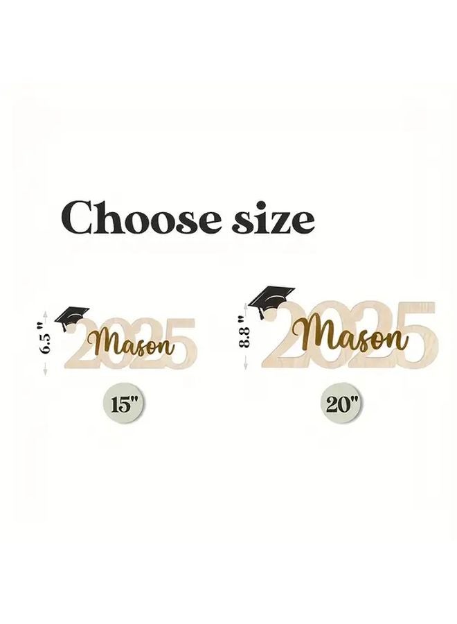 Custom Graduation Name Sign Personalized Wooden Photo Prop 20x8 8in Class Of 2025 - Image 4