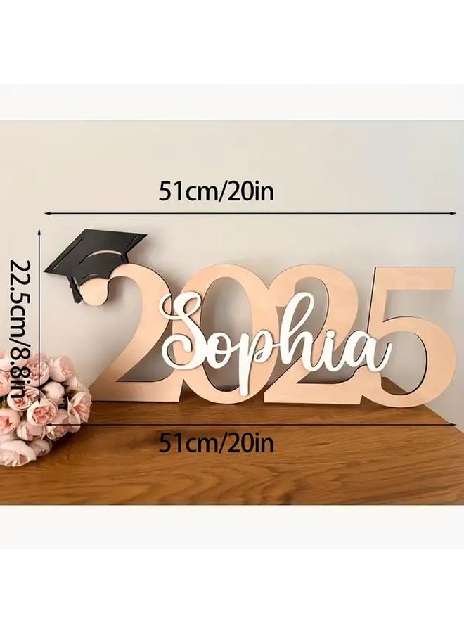 Custom Graduation Name Sign Personalized Wooden Photo Prop 20x8 8in Class Of 2025 - Image 1
