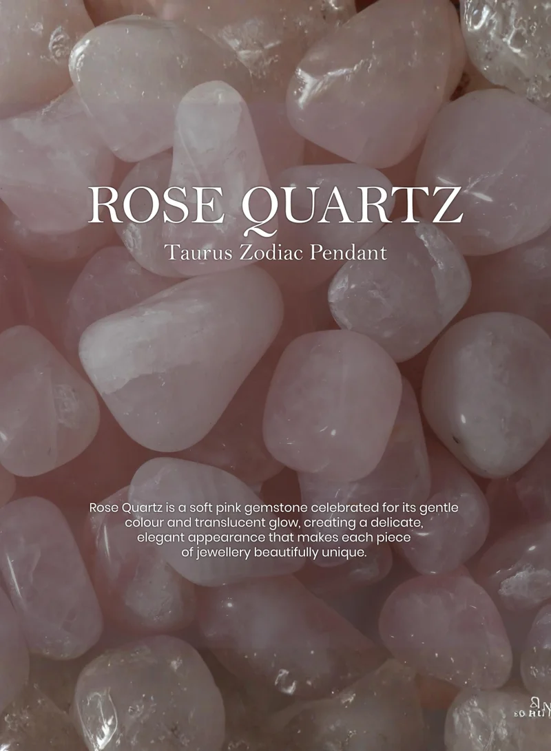 British Fossils Zodiac Pendant Taurus - Pink Quartz