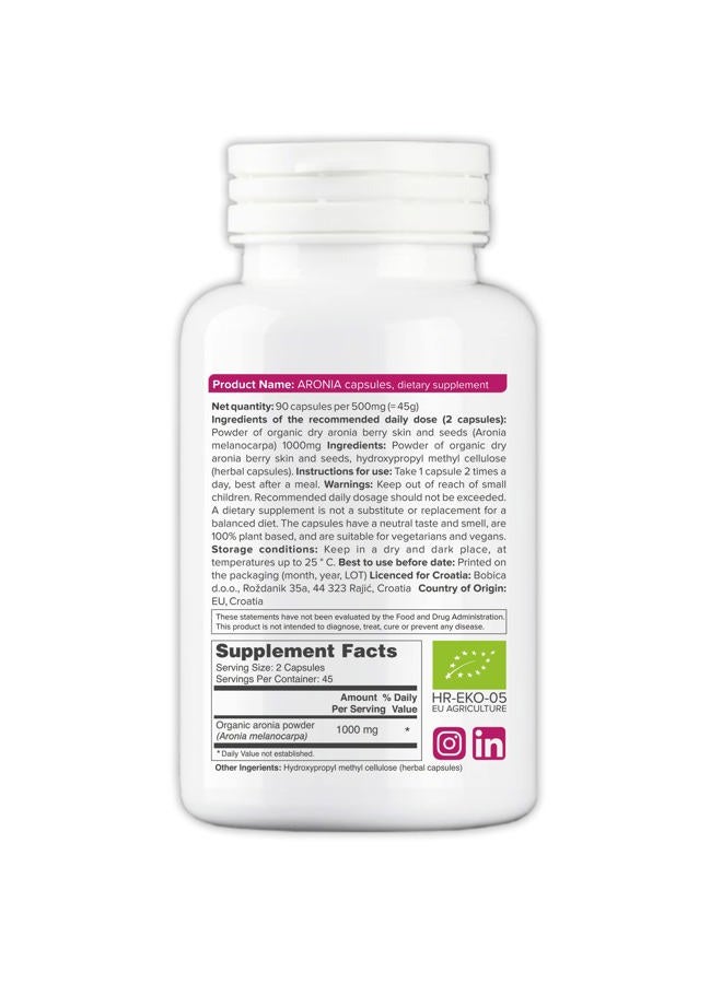 B. Bobica Organic Aronia Berry Capsules, Chokeberry Capsules, Antioxidant Superfood, High in Flavonoids, Polyphenols, Immunity, 500 mg, 90 Vegan caps - Image 2