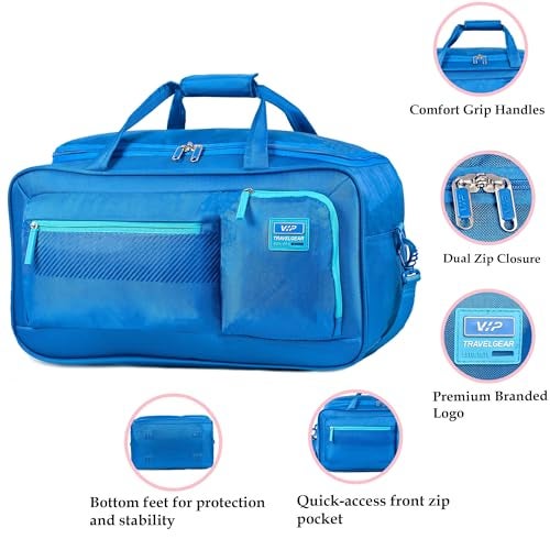 VIP Adept 32L Travel Duffle Bag – Nylon, Lightweight | Multipurpose Gym, Weekend, and Cabin Bag with Adjustable Shoulder Strap & 3-Year Warranty (DF, Blue, 52 CM) - Image 3