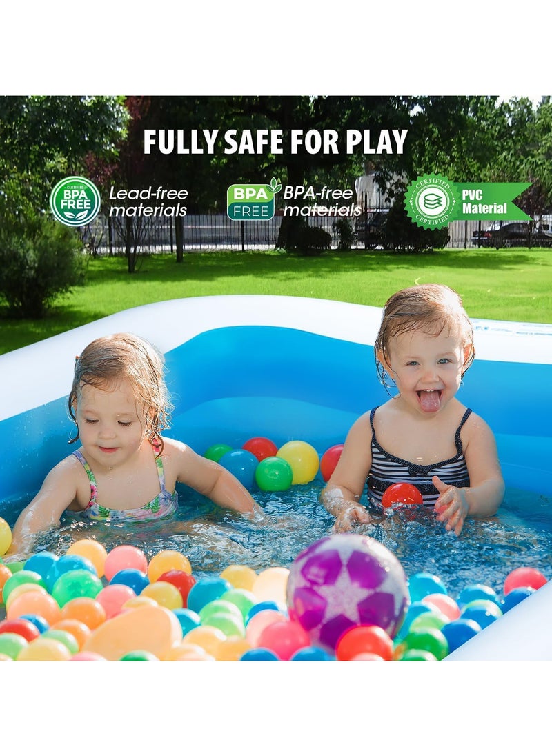 Inflatable Swimming Pool, Kiddie Pool with Electric Air Pump, Large Size Blow Up Swimming Pool, Giant Rectangle Lounge Blow Up Pool for Indoor Outdoor Backyard Ground