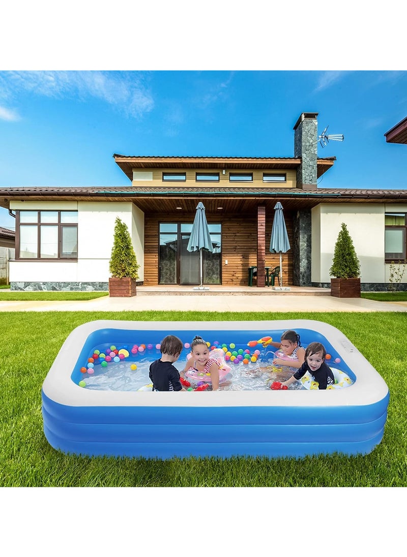 Inflatable Swimming Pool, Kiddie Pool with Electric Air Pump, Large Size Blow Up Swimming Pool, Giant Rectangle Lounge Blow Up Pool for Indoor Outdoor Backyard Ground