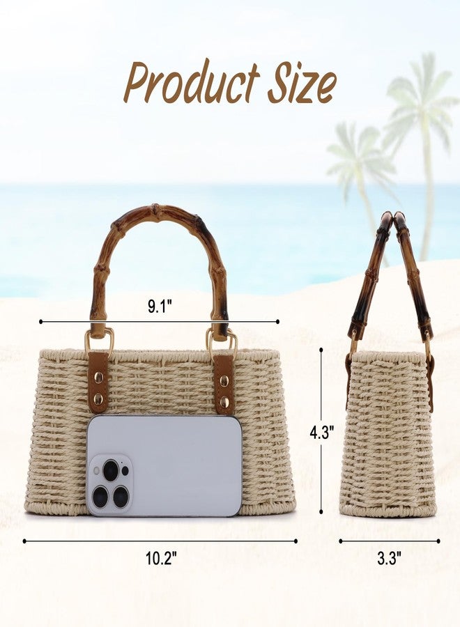 Lanpet Straw Woven Handbags Handmade Summer Beach Bags Wicker Rattan Crossbody Bag for Vacation - Image 3