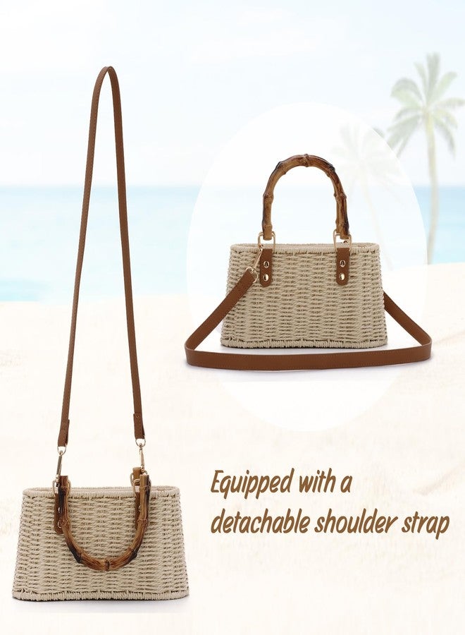 Lanpet Straw Woven Handbags Handmade Summer Beach Bags Wicker Rattan Crossbody Bag for Vacation - Image 4