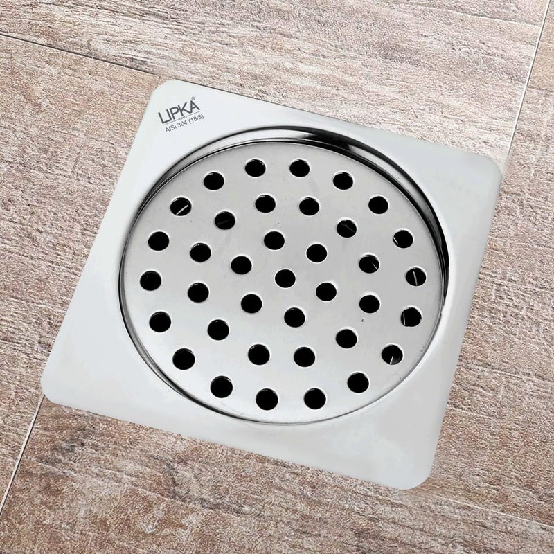 Lipka LIPKA Square Floor Drain with Cockroach Trap 6 x 6 Inches Floor Drainer 304Grade Stainless Steel Floor Trap Glossy Finish Drain Jali - Image 1