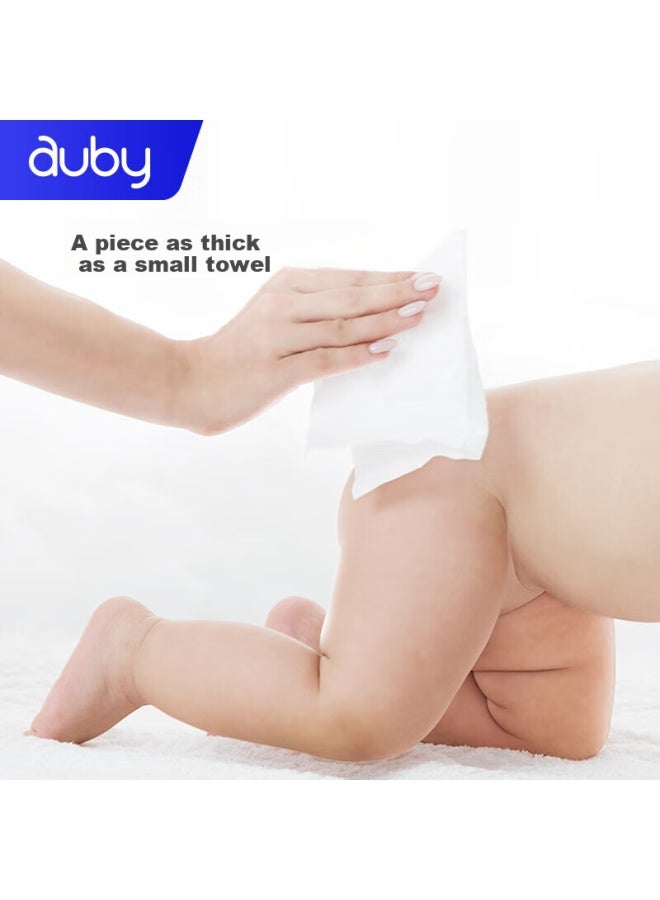 Auby Cotton Soft Wipes For Babies, 100% Pure Cotton, Newborn-specific, All-cotton Face Wipes, Disposable, For Both Dry And Wet Use, 100 Sheets * 18 Packs - Image 5