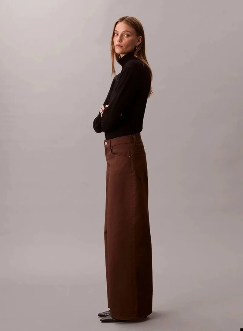 Calvin Klein Jeans Rocky Road Super Wide Leg Twill Trousers for Women | Best Price UAE