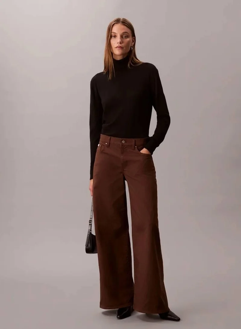 Super Wide Leg Twill Trousers