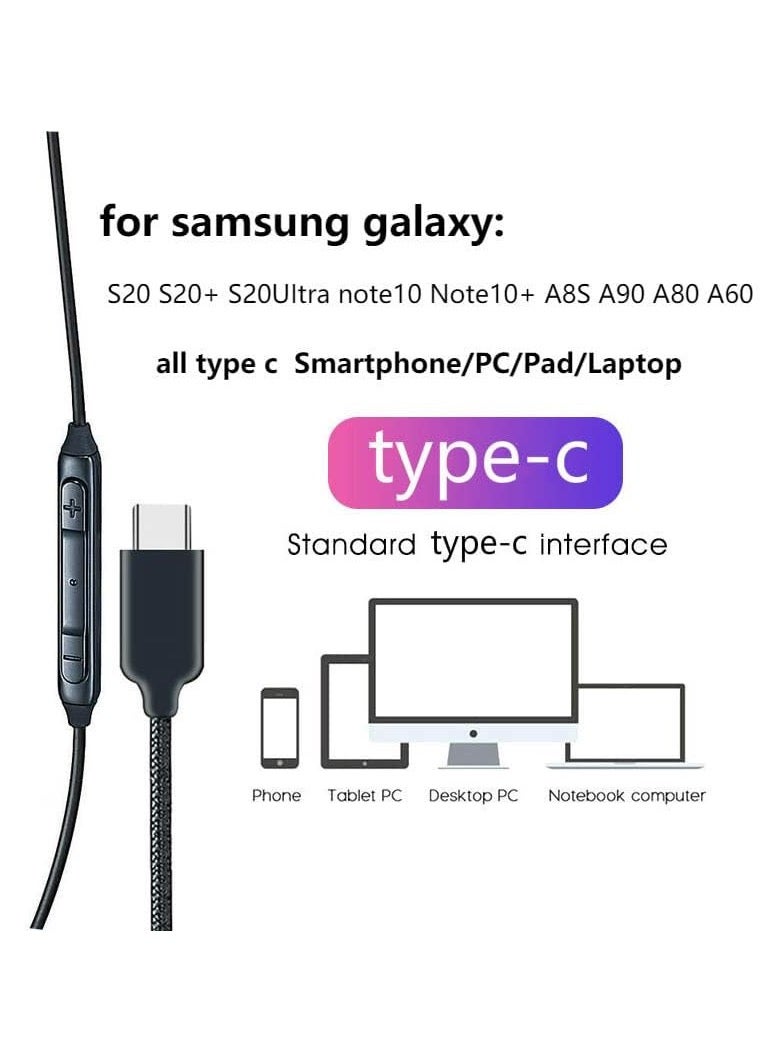 ZO7 Type-C Earphones with Built-in DAC, Black, Studio Quality Audio, Compatible with Galaxy S20, Note10, A Series, Universal Type-C Devices - Image 3