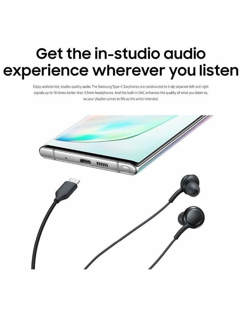 ZO7 Type-C Earphones with Built-in DAC, Black, Studio Quality Audio, Compatible with Galaxy S20, Note10, A Series, Universal Type-C Devices - Image 2
