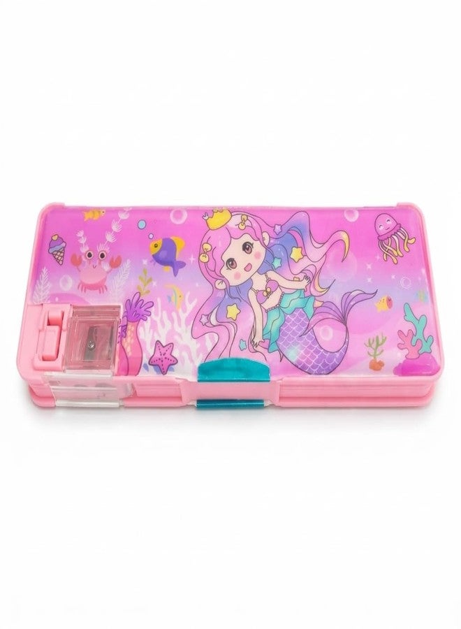 SMAX Magnetic School Students Pencil Box, Inbuilt Sharpenar Cute Cartoon Stationary Compass for Boys, Double Side Geometry Case for Kids, Best for Gifts (Design_5) - Image 1