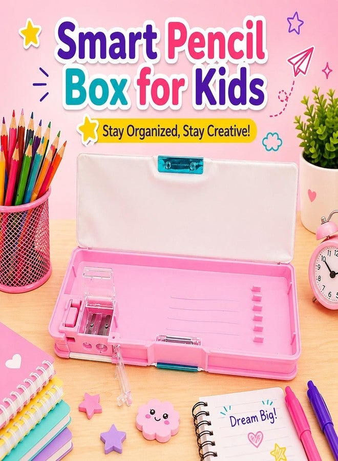 SMAX Magnetic School Students Pencil Box, Inbuilt Sharpenar Cute Cartoon Stationary Compass for Boys, Double Side Geometry Case for Kids, Best for Gifts (Design_5) - Image 5