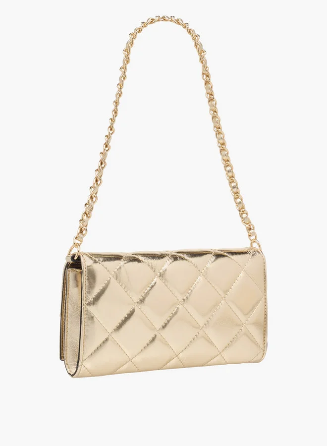 Celeste Women's Quilted Crossbody Bag with Flap Closure and Chain Strap