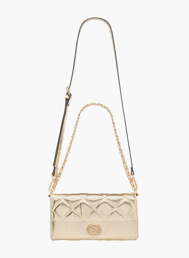 Celeste Women's Quilted Crossbody Bag with Flap Closure and Chain Strap