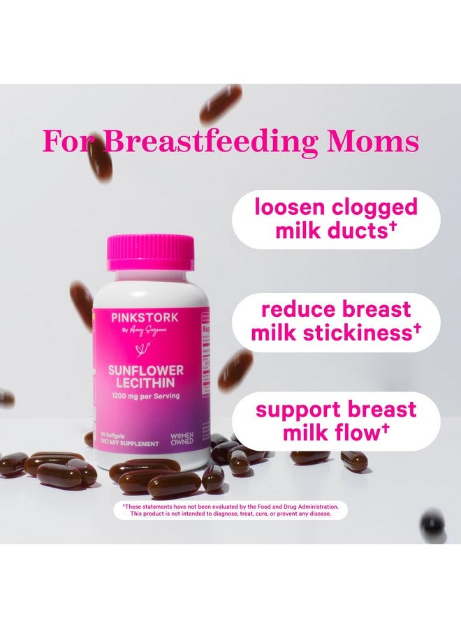 Pink Stork Sunflower Lecithin Supplement - 1200 mg for Clogged Milk Ducts - Breastfeeding Essentials for Postpartum Moms - Supports Breast Milk Flow - 60 Softgels - Image 2