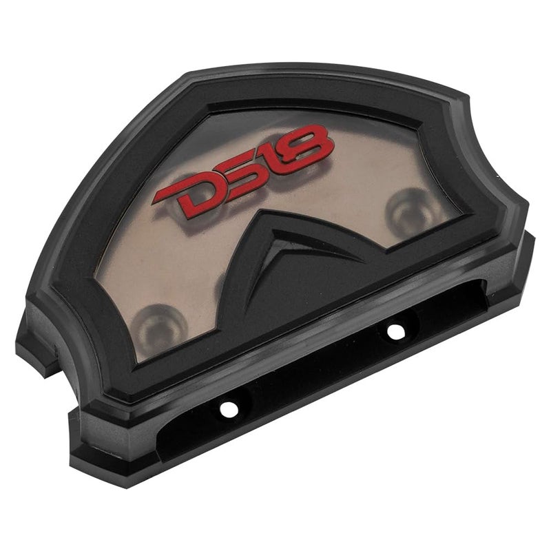 DS18 DB2040 Distribution Block 2X 0-GA in 4X 0-GA Out - Nickel Plated - Power Ground Distribution Block - Ground Distributor Block for Car Audio, RV, Motorcycle - 2X 0 Gauge in to 4X 0 Gauge Out - Image 1