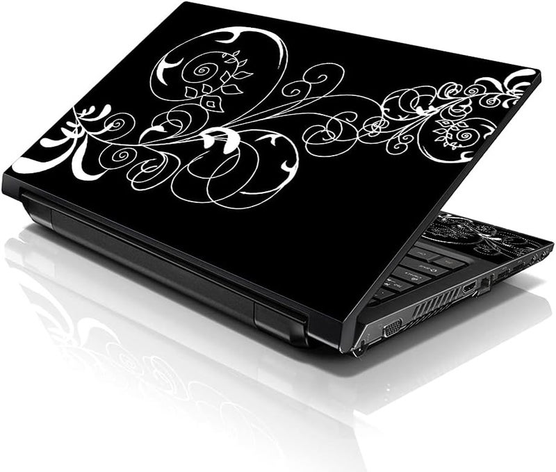 إل أس أس غطاء جلد لابتوب 17-17.3 بوصة مع نقش زهور كرمة ملونة لـ HP وDell وLenovo وApple وAsus وAcer وCompaq - يناسب 16.5 و17 و17.3 و18.4 و19 بوصة (وسادتان للمعصم مجانًا) - Image 1