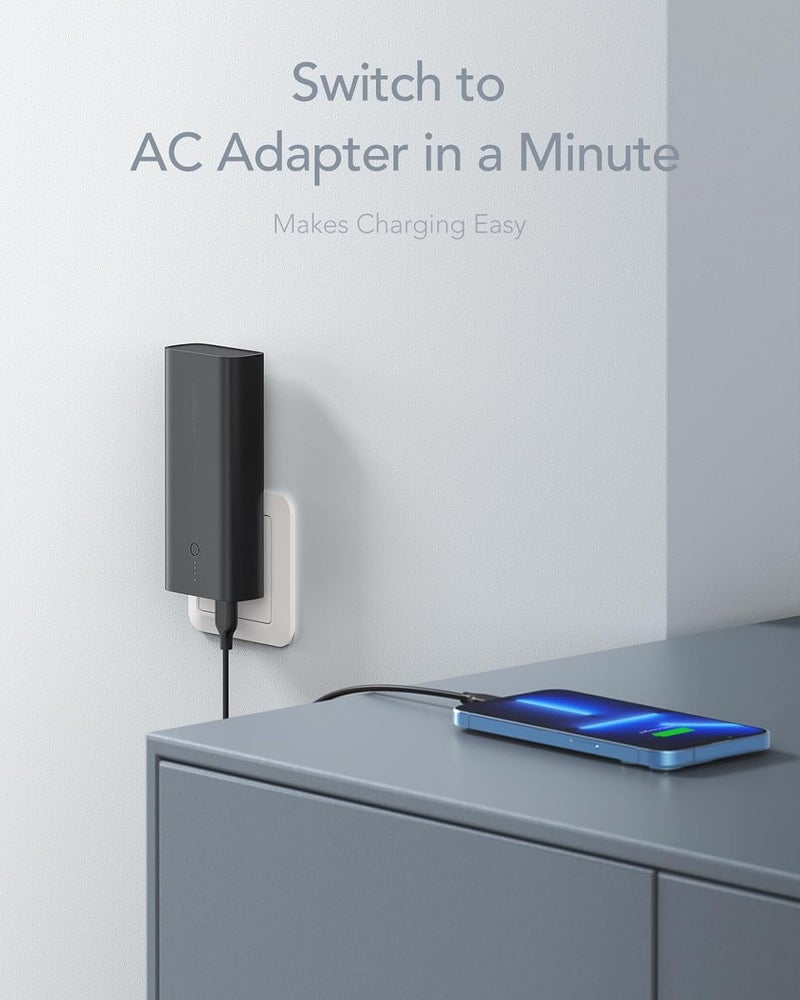 VEGER PD22.5W Fast Charging Portable Power Bank 10000mAh Built-in Cable & Foldable AC Wall adapter, with USB-C & 2 USB A Output ports,Type C Input port,Portable Charger for iPhone/Samsung etc - Image 5