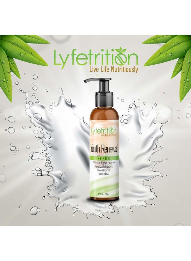 Lyfetrition Youth Renewal Serum (Skin and Face Formula) | 12 fl oz Large Bottle | With Aloe and Retinol - Image 2