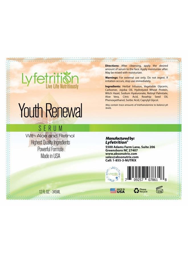Lyfetrition Youth Renewal Serum (Skin and Face Formula) | 12 fl oz Large Bottle | With Aloe and Retinol - Image 3
