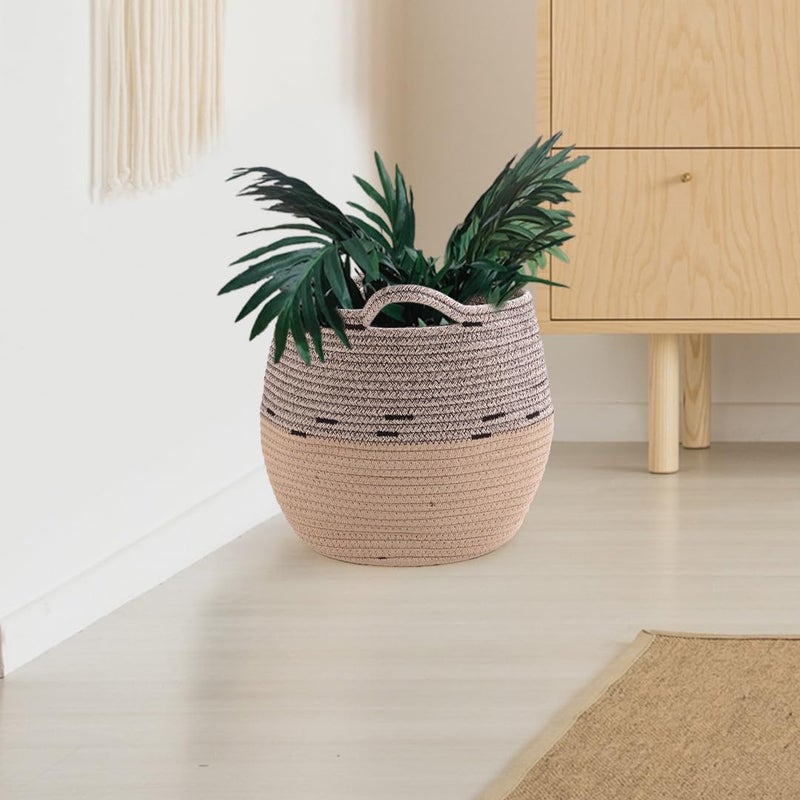 Kuber Industries سلة تخزين قطنية من كوبر إندستريز مع مقبض | سلة رف | منظم للألعاب، الجوارب، مستحضرات التجميل | سعة 22 لتر | بيج - Image 2