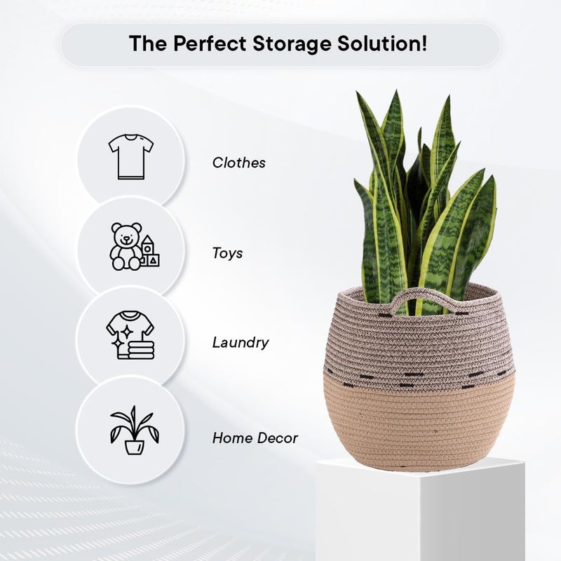 Kuber Industries سلة تخزين قطنية من كوبر إندستريز مع مقبض | سلة رف | منظم للألعاب، الجوارب، مستحضرات التجميل | سعة 22 لتر | بيج - Image 5