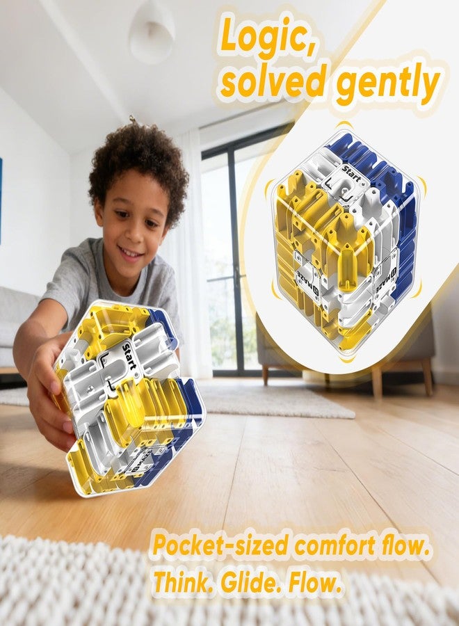 DANIUBE 3D Cube Puzzle, Labyrinth Brain Teaser Maze Ball, Blue - Image 3