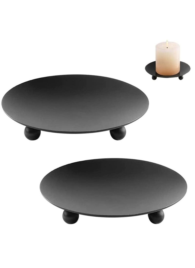 Bluejw 2Piece 6.8cm Black Scented Candle Base Tray Candle Holder  - Image 1