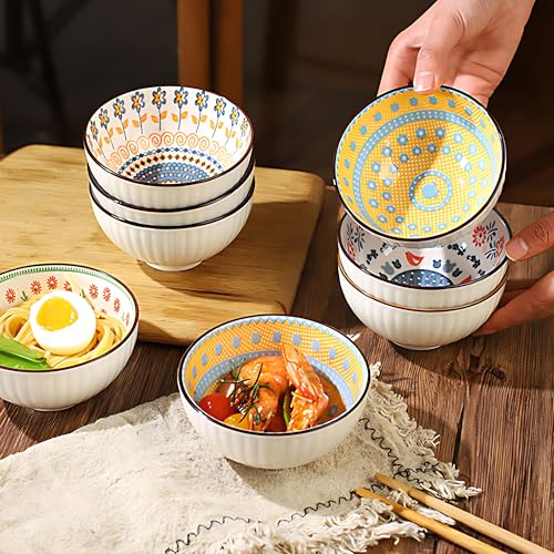ONICORN Premium Ceramic Bowls Set of 6 for Kitchen & Dining | Microwave Safe Serving Bowls for Soup, Snacks, Salad, Ice Cream, Pasta & Cereal | Dishwasher Safe Multicolor Bowls - Image 5