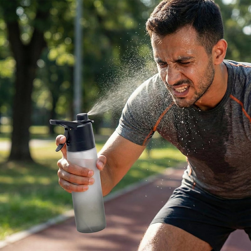 Habbaa Water Spray Bottle with Dual Nozzle, Reusable Sports Water Bottle with Fine Mist Spray, Leak-Resistant Design, Lightweight Gym & Outdoor Bottle, BPA-Free Plastic, 650ml - Image 2