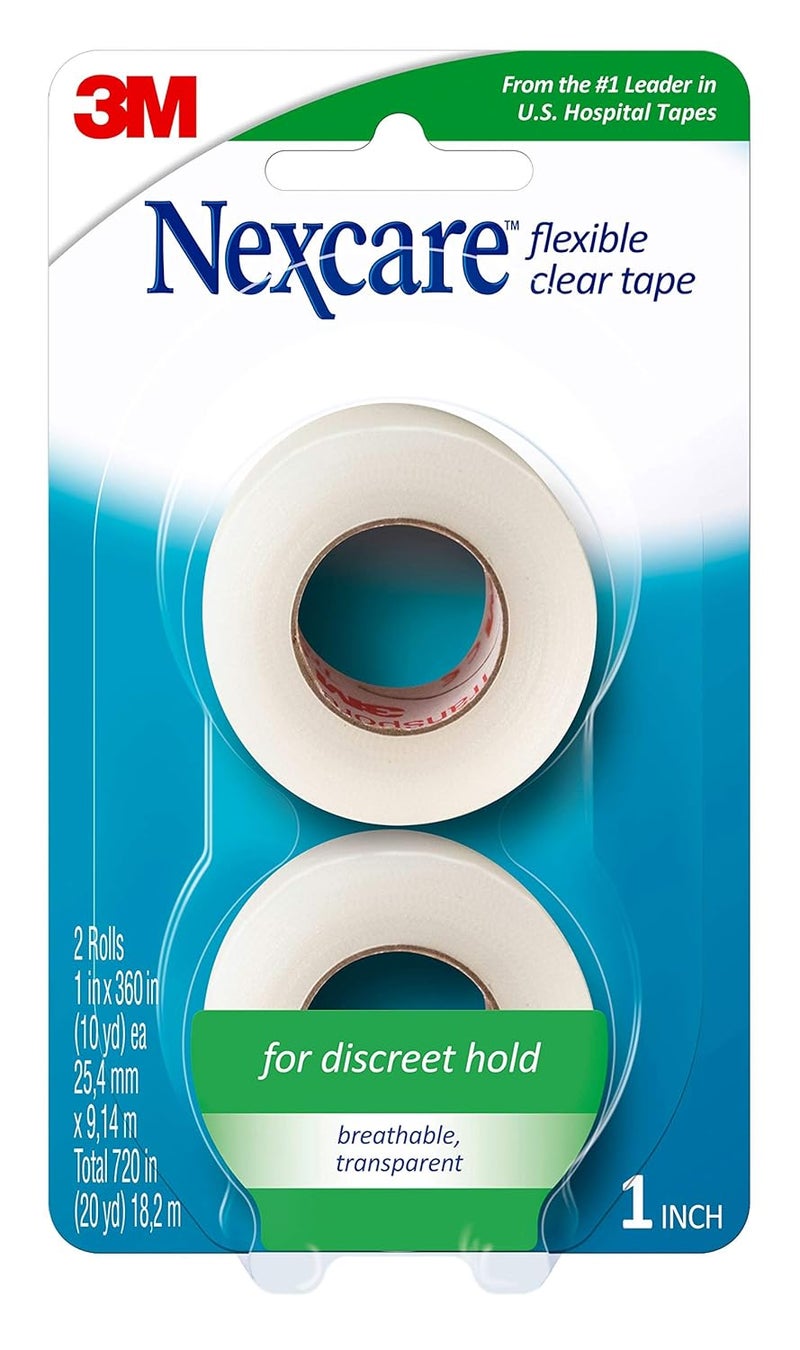 Nexcare Flexible Clear First Aid Tape From the 1 Leader in US Hospital Tapes 1Inch x 10Yard Roll 2 count - Image 1