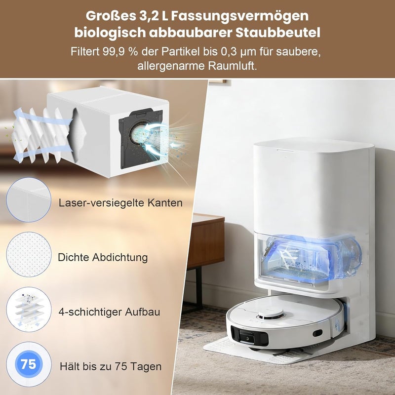 Alloytool 24 ملحقًا لمكنسة روبوت Mova E40 Ultra، طقم قطع غيار لـ E40 Ultra، 1 فرشاة رئيسية، 6 أكياس غبار، 6 وسادات مسح، 4 مرشحات HEPA، 6 فرش جانبية، 1 - Image 5