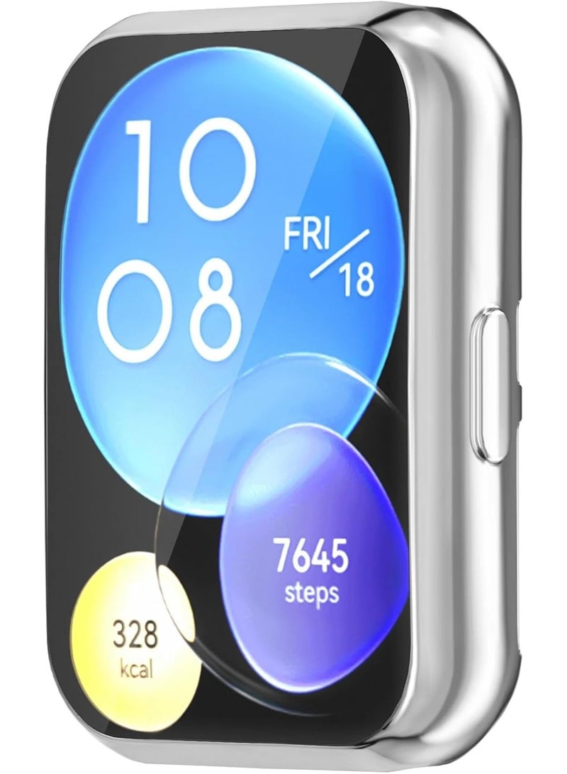 Case Compatible with Huawei Watch Fit 2 Protective Case, Flexible TPU Full Protection Screen Protector Cover Scratch-Resistant Screen Protector Case For Huawei Fit 2 (Silver) - Image 3
