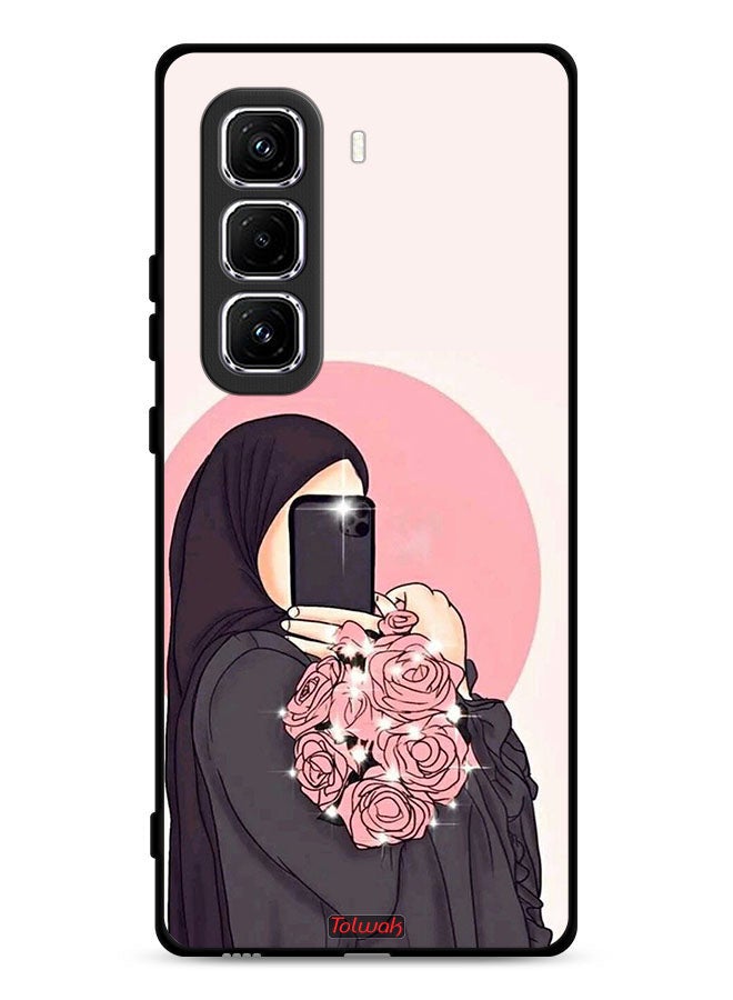 Tolwak Infinix Hot 50 Pro Plus 4G Protective Case Cover Making Selfies While Holding Flowers Art - Image 1