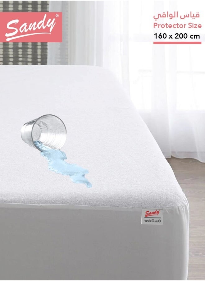 Sandy SANDY Latex Premium Waterproof Mattress Protector with Perfect Fit All Around Elastics Deep Pocket Up to 32cm , Hypoallergenic, Breathable and Dust Mite Protecting, ( 200X160), White  - Image 1