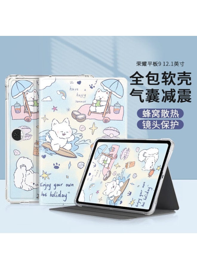 Qiaojiejie Compatible With Honor Tablet 9 Protective Case, 12.1-inch Model Honor Tablet Computer Case, Student Office Cartoon Cute Full Protection Shockproof Cover