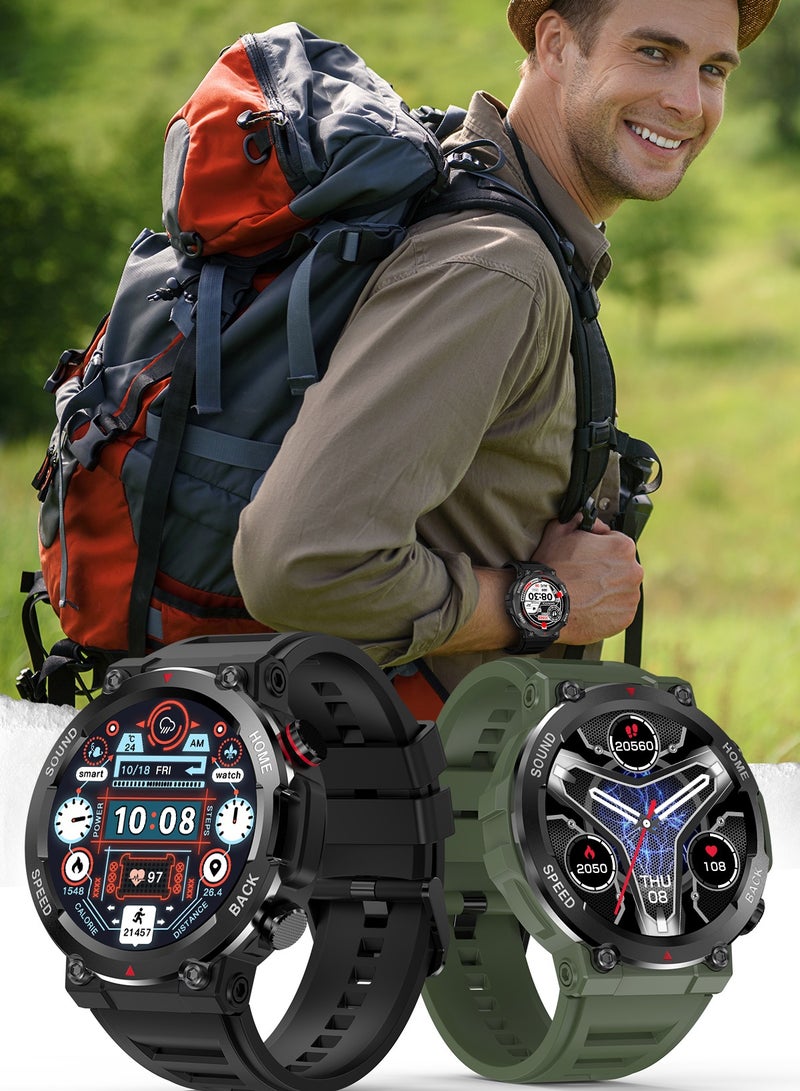 RollsTimi  Men's Military Smart Watch, I is Rugged and Durable, Supports Bluetooth Calls, 1.39-Inch Fitness Watch Tracker, i96 Black. - Image 2