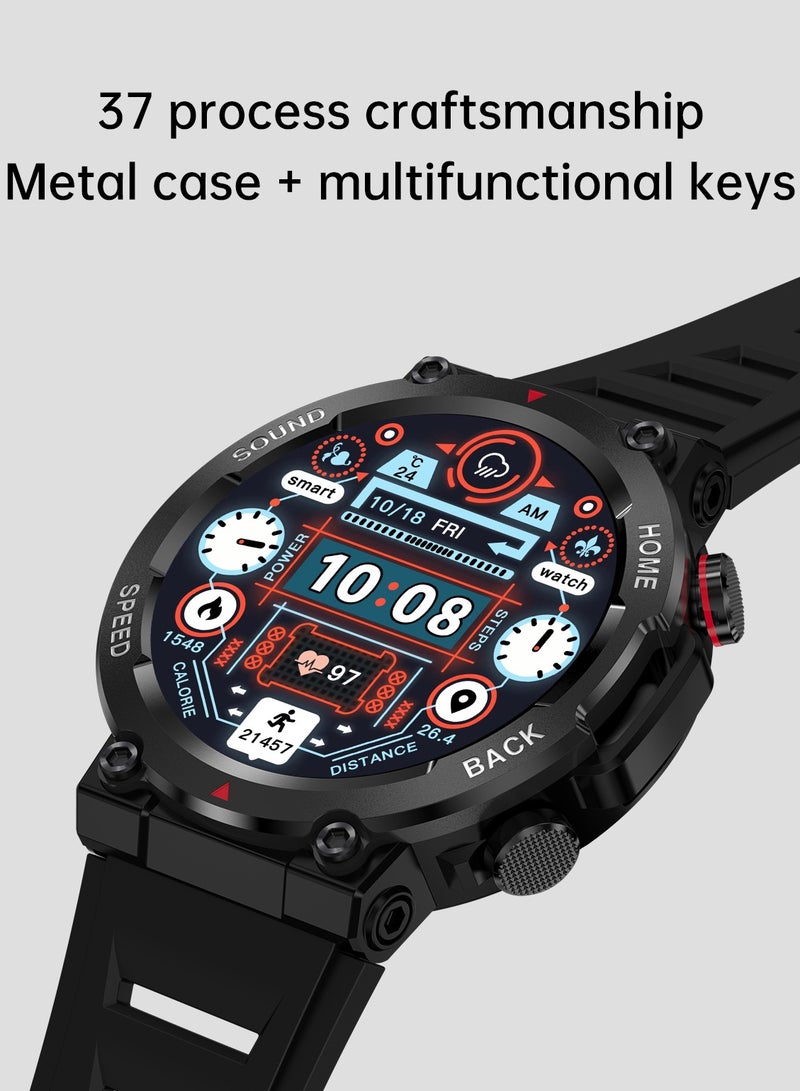 RollsTimi  Men's Military Smart Watch, I is Rugged and Durable, Supports Bluetooth Calls, 1.39-Inch Fitness Watch Tracker, i96 Black. - Image 4