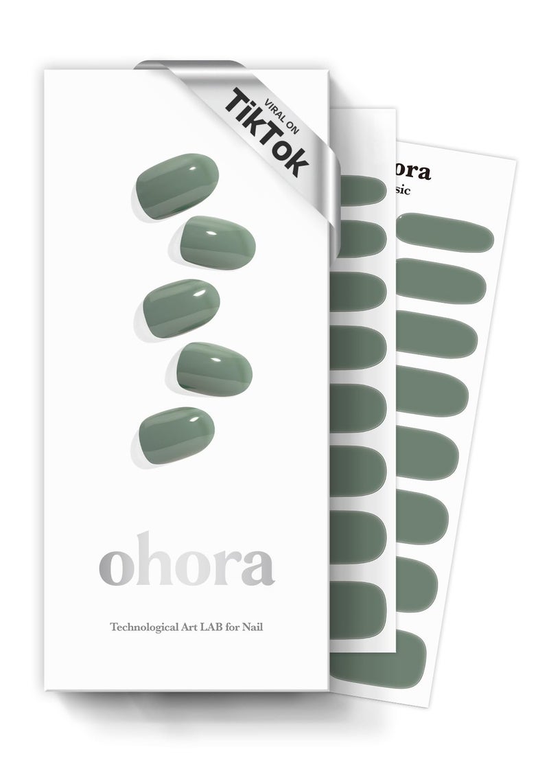ohora Semi Cured Gel Nail Strips N Cream Leaf  Green Solid Works with Any UVLED Lamps SalonQuality Long Lasting Easy to Apply  Remove  Includes 2 Prep Pads Nail File  Wooden Stick