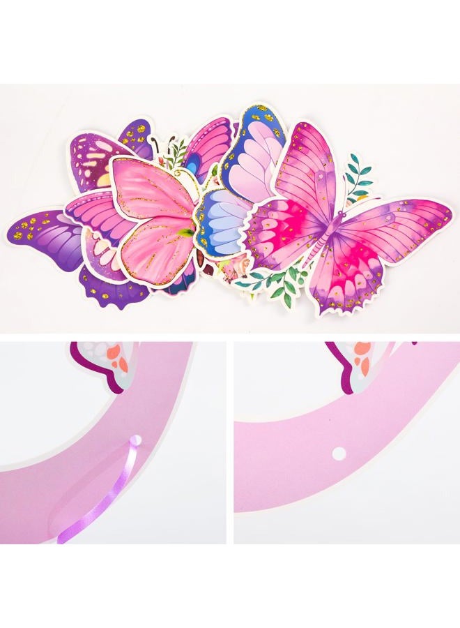 BlingRoKi Butterfly Birthday Party Decorations Pre-strung Birthday Banner Garland for Women & Girls Colorful Hanging Swirls Decorations Ceiling Decor for Girl Women Party (Butterfly) - Image 2