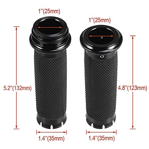 Benlari Motorcycle Black Hand Grips 1 Inch Handlebar Grips Electronic Throttle Universal Compatible for Harley Davidson Touring Softail Road Street Glide Road King 2008-2024 - Image 2