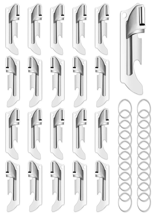 GTILE 20 PCS Stainless Steel Can Opener, Multi Function Openers with Key Rings, Portable Manual Bottle Opening Tool for Outdoor Travel Survival Camping (Silver) - Image 1